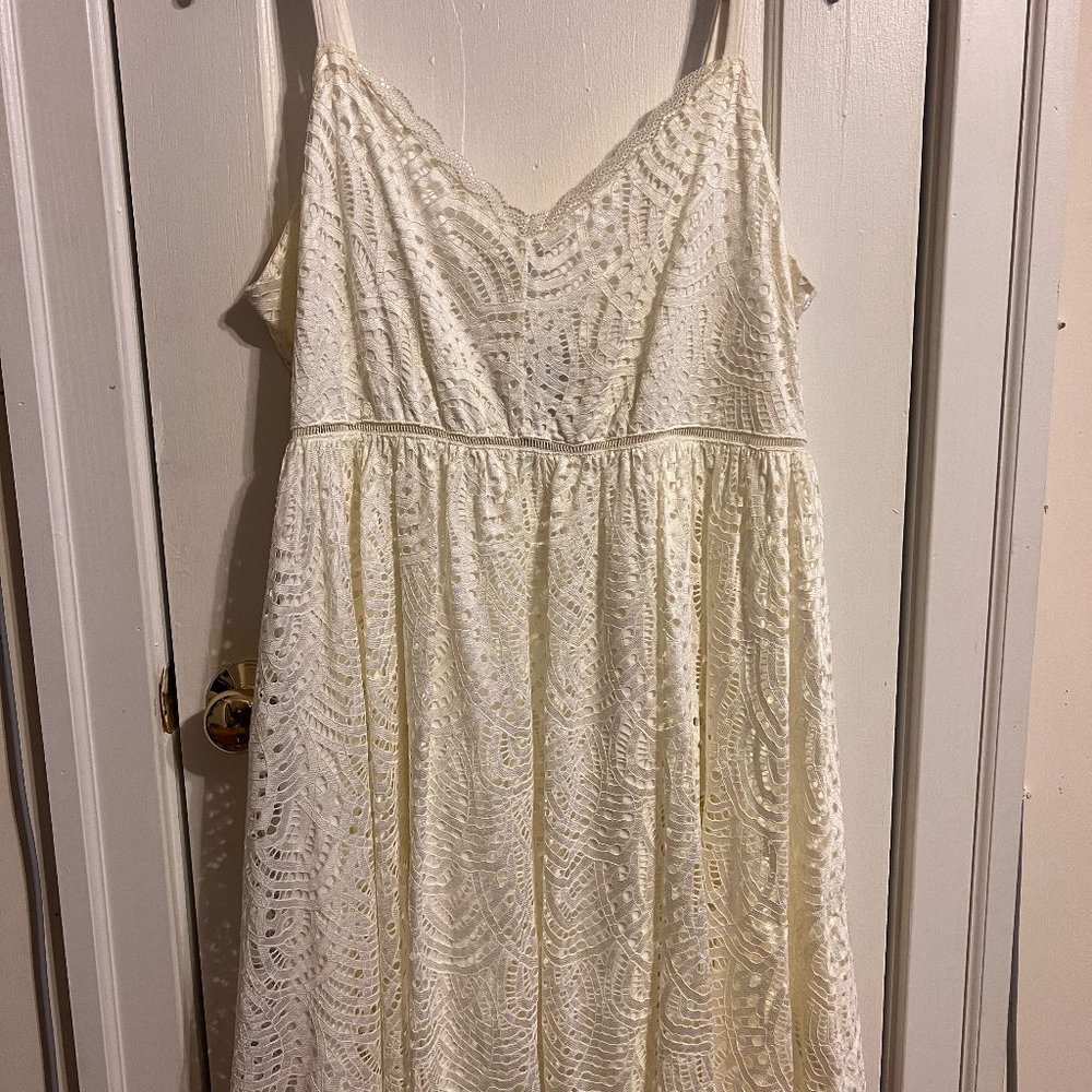 White Lace Knee Length Dress